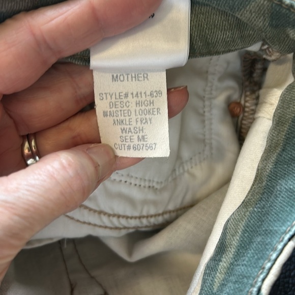 MOTHER High Waisted Looker Ankle Fray See Me Stretch Camo Green Sz 29 - Picture 15 of 16